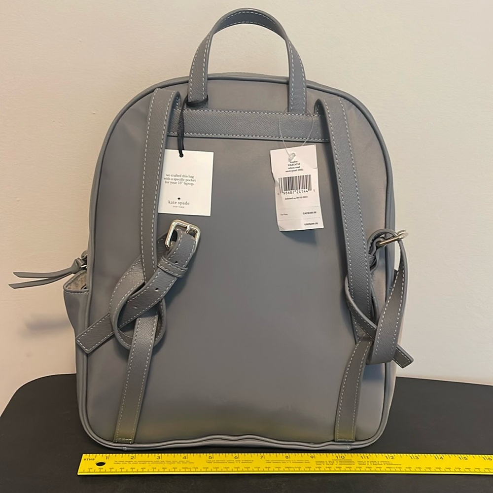 Kate Spade Gray Backpack Laptop Bag Bradley Wilson Road Smokey Pearl Brand New - Picture 16 of 17
